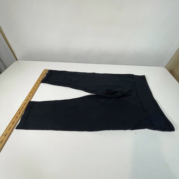 Lululemon Womens Yoga Workout Cropped Leggings Black 10 Logo Print Feather - Picture 2 of 8